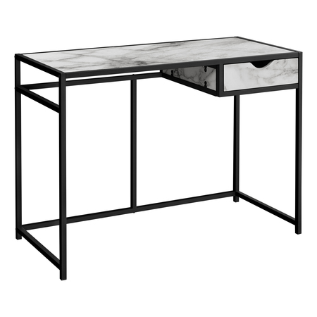 MONARCH SPECIALTIES Computer Desk, Home Office, Laptop, Storage Drawer, 42"L, Work, Metal, White Marble Look, Black I 7571